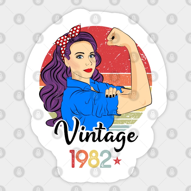 Born In 1982 Vintage 1982 39th Birthday 39 Year Old Bday Sticker by ZNOVANNA